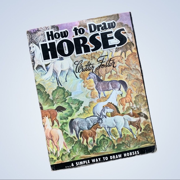 VINTAGE Walter Foster 1970s How To Draw Horses Art Book Sketch Retro Ponies - Picture 1 of 7